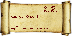 Kapros Rupert névjegykártya